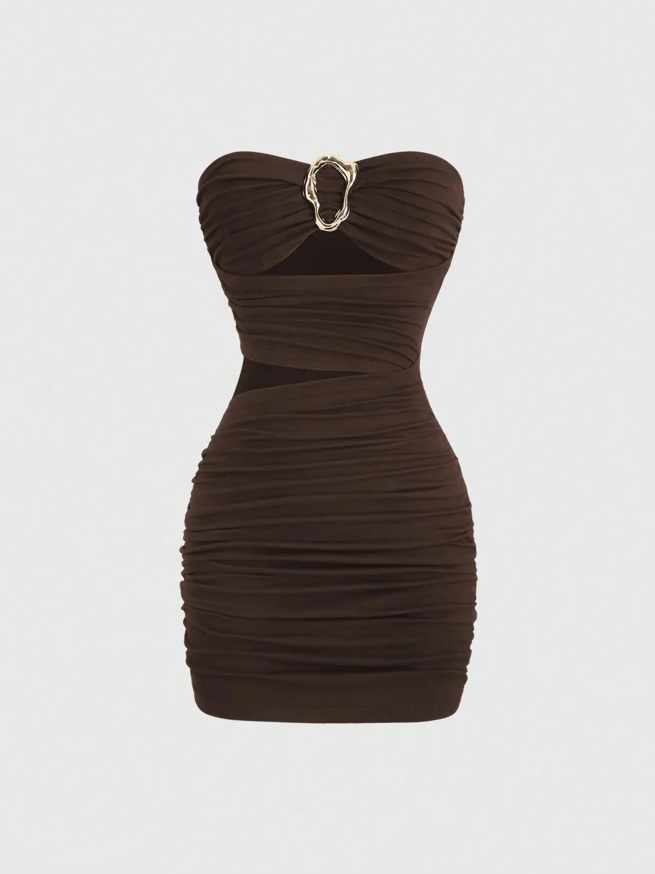 Women's Sexy Lady Bodycon Strapless Sleeveless Mini Dress Womenswear with Metal Buckle, Stylish, Chic, Fashion and Slim Fit, Perfect for Parties and Events