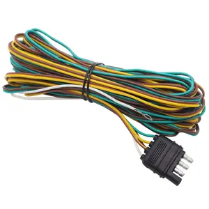 25 Foot 4 Wire 4-Flat Trailer Light Wiring Harness Extension Kit with 18 Gauge White Ground Wire for Trailers