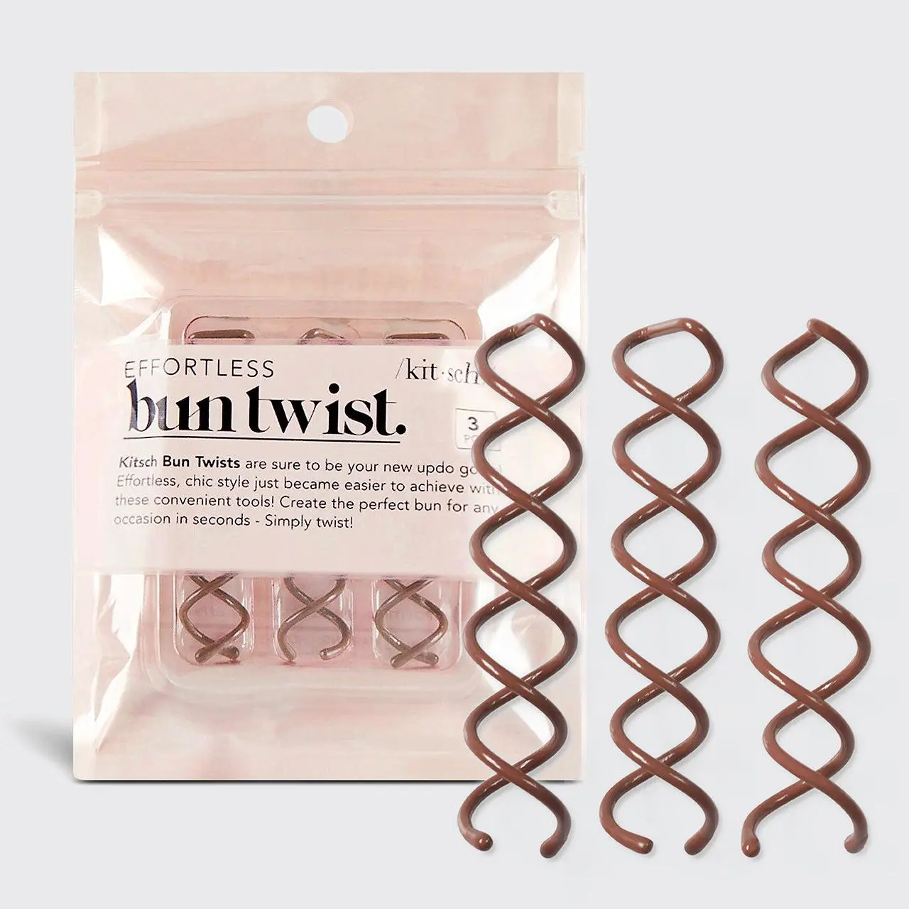 Kitsch Brown Bun Twists 3pc Set