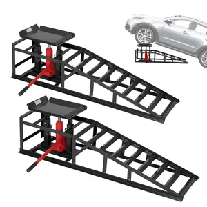 2 Pack Hydraulic Car Ramps - No Installation Required, 5T / 11000LBS Max Load Low Pro-File Car Lift Service Ramps, Heavy Duty Steel Hydraulic Vehicle Ramps for Car Truck Trailer Garage Repair, Ideal Christmas Xmas Birthday Gifts Father's Day