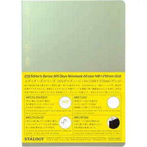 STALOGY 365 Days Notebook A5 Grid | Aurora Green, Polarized Pearl Cover