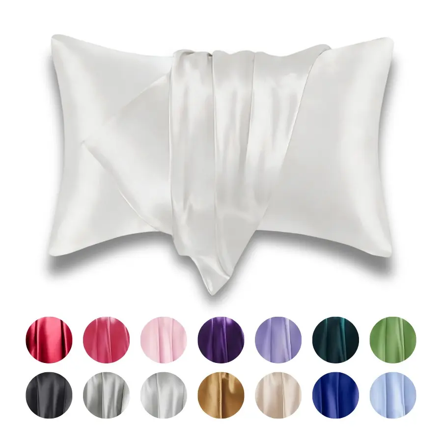 Luxury Soft Silk Pillowcases, Breathable Skin-Friendly Cool Feeling, Pure Color Envelope Closure, Bedding, Bed Linens