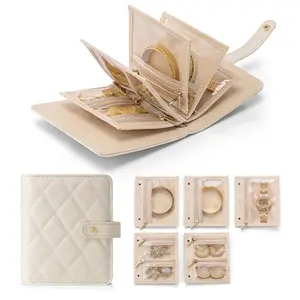 Mini Travel Jewelry Organizer Case, Jewelry Bag Earring Holder Organizer Jewelry Storage Book with Clear Zipper Velvet Pouch Bag for Bracelet,Rings, Necklace, Wedding Gift Idea, Travel organizer, Summer Gifts