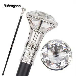 Transparent Diamond Type White Walking Stick Hiking Fashion Decorative Walking Cane Gentleman Elegant Cosplay Cane Knob Crosier 90cm