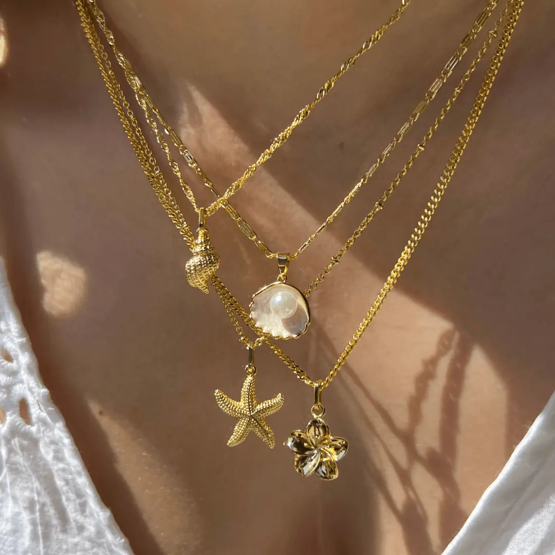 EVRY JEWELS Gold or Silver Plated Women's Sandy Necklace