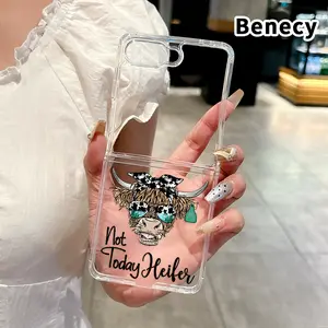 Fashionable Bull Pattern Foldable Phone Case for Z Flip 7/6/5/4, Axis Protection and Complete Lens Protection Shockproof Transparent Cover