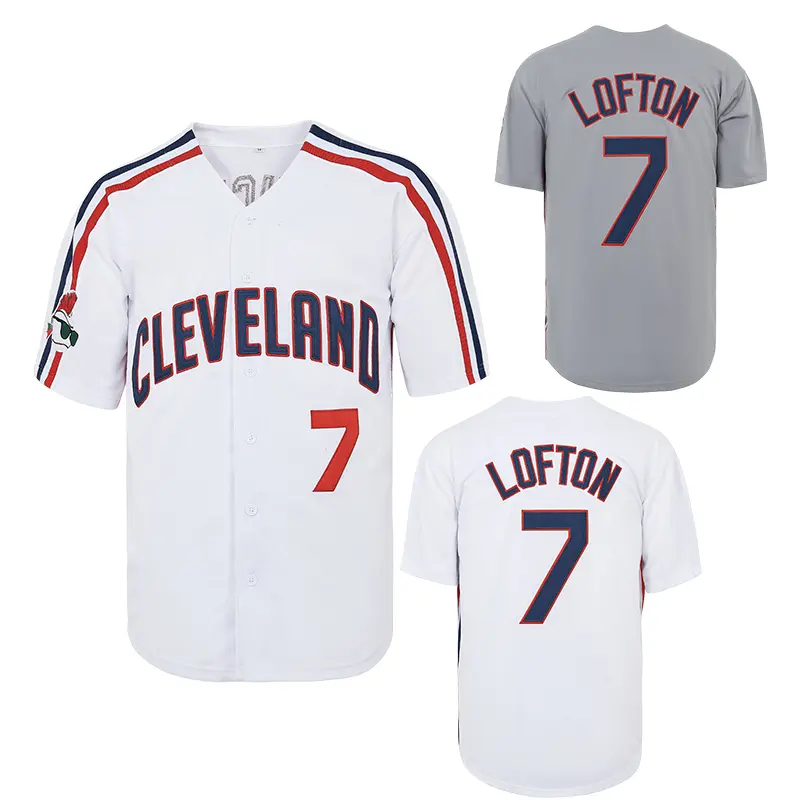 Men's #7 Lofton Baseball Jersey, Grey Stitched 90s Hip Hop Movie Edition Button-Down Top for Match Day & Watch Parties, Xl, Watch Party, Do Not Dry Clean