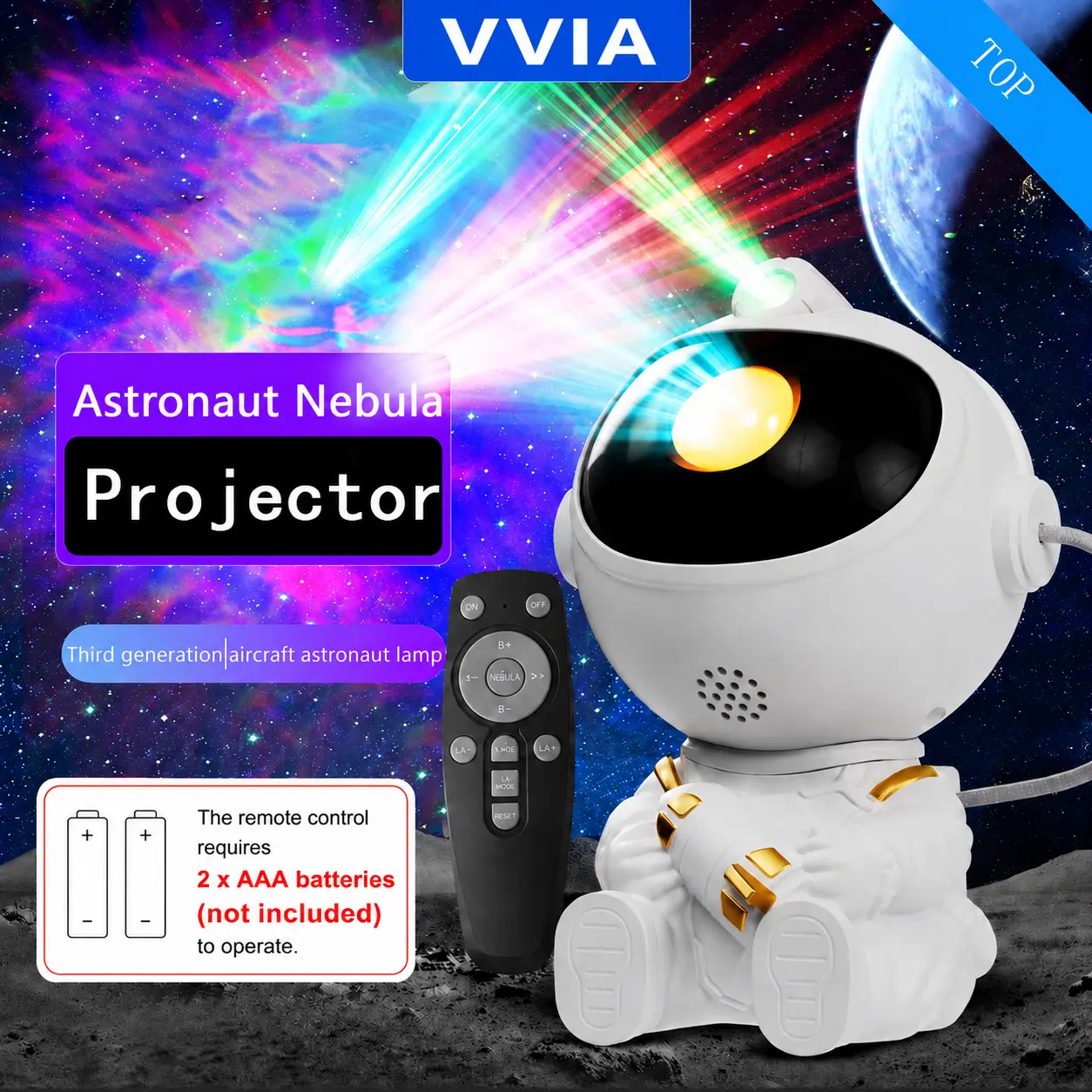 LED Astronaut Galaxy Starlight Projector Lamp with Remote Control, 8 Patterns, Dimmable Lighting, Nebula Aurora Ceiling Decor, Modern Fantasy Design for Home Use, Party Decoration, Birthday Gifts