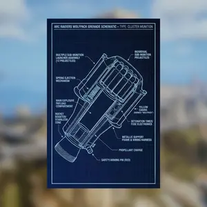 ARC Raiders Wolfpack Blueprint Poster, Sci-Fi Machine Schematic Wall Art, Gaming Technical Print, Robot Decor, Fan Gift
