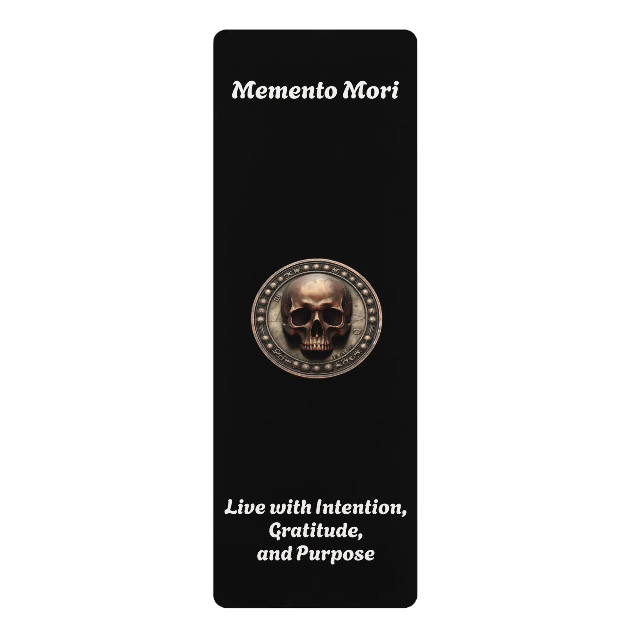 Memento Mori Rubber Yoga Mat with Printed Edges - Anti-Slip Microfiber Suede Top for Better Balance, Lightweight & Impact-Absorbing for Fitness, Polyester, Anti-Slip Grip, Edge To Edge Print