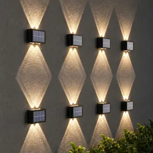 8 Pack Solar Outdoor Wall Lights, Up & Down Lighting, Auto Dusk to Dawn, IP65 Waterproof, Wireless Solar Powered Wall Lamp for Garden, Patio, Yard, Villa, Pathway (Modern Black) summergarden