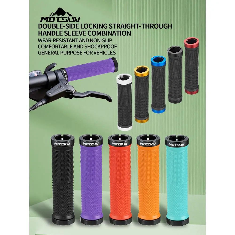 Aluminum Double Lock-on Anti-slip Rubber Bicycle Hand Grips, Bicycle Parts for Mountain Bikes, Road Bikes, Fixie Cycling, Road Bike, Rubber Grip