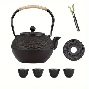 Cast Iron Teapot, Japanese Style, Tea Kettle with Removable Stainless Steel Infuser Internal Enamel Iron Teapots with classic style, Beautiful Pattern