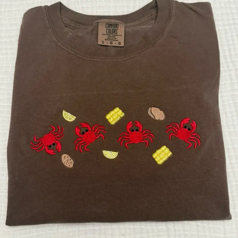 CRAB boil embroidered summer spring comfort shirt/  comfort colors tee/ CRAB nautical coastal embroidered shirt