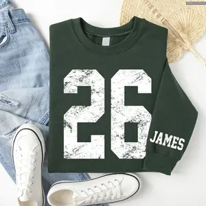 Custom Number and Name on Sleeve Sweater, Personalized School Sport Team Gameday Wear Soccer Football Baseball Sporty Sweatshirt , Global Trending Outfits