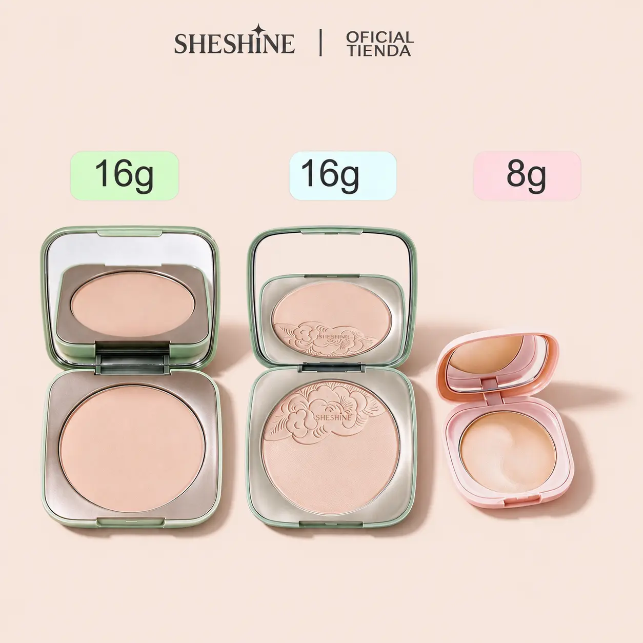 SHESHINE Compact Powder High Coverage 12H Oil Control Waterproof Face Makeup for All Skin Types, Matte Finish, Sweat-Resistant, Talc-Free Formula, Blurs Pores, 8 Tones, Large Capacity