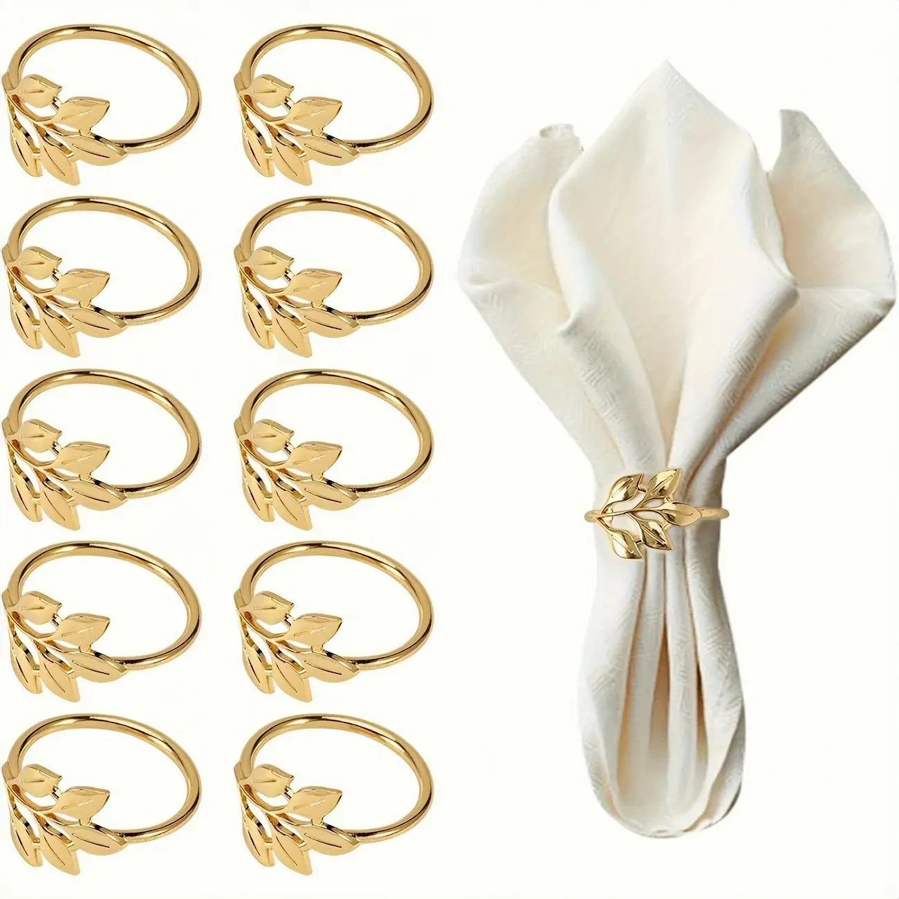 Napkin Ring Set, 10pcs/set Leaf Design Napkin Ring, Table Decoration Supplies for Wedding & Party, Home Accessories, Kitchen Accessory