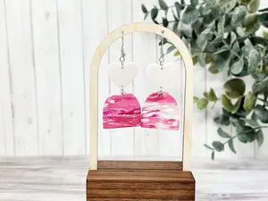 Pink, Magenta, and Pearlescent Love is in the Air Earrings- Spring Fling | Handmade Polymer Clay Jewelry | Statement Long Chunky Romantic