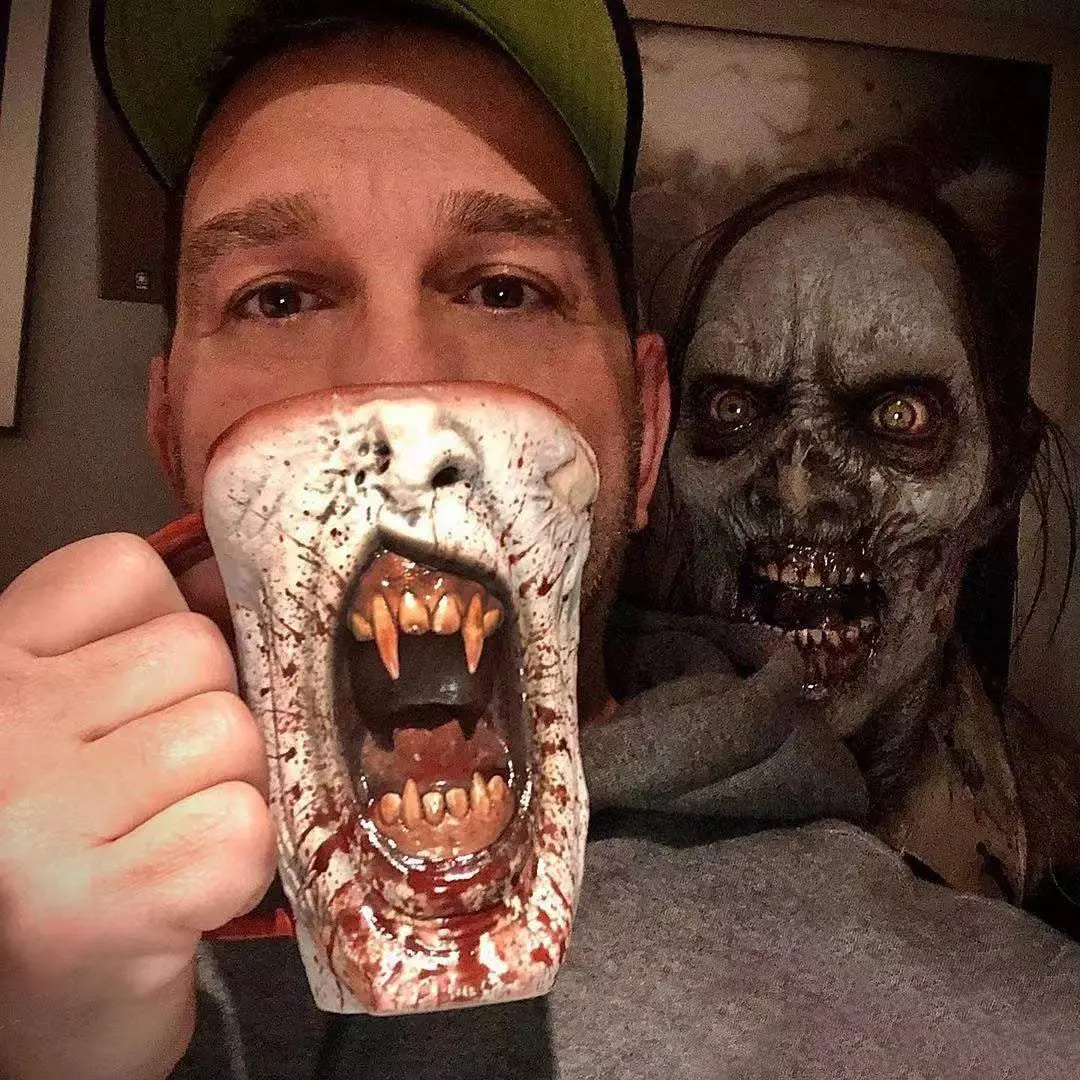 Sip of Darkness: Handmade Bloody Vampire Half Face Mug