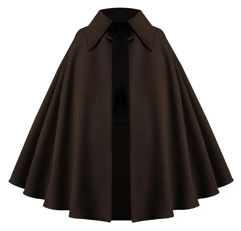 Men Women Gothic Steampunk Victorian Medieval Renaissance Larp Wizard Stage Theater Viking Ranger Western Pirate Collar Cape Capelet Cloak