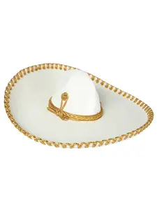 Adult  Mexican Charro Hat Velvet Ivory/Gold 600700