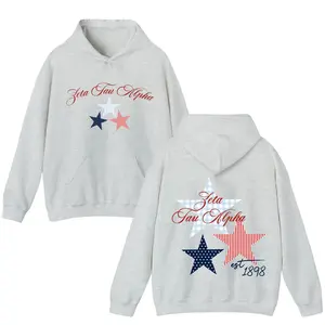 Custom Three Stars Sorority Hoodie - Chi Omega Hoodie - Zeta Tau Alpha Sweatshirt - Gamma Phi Hoodie - Sorority Star Sweatshirt - Tri Delta Star Sweatshirt Cotton Fabric