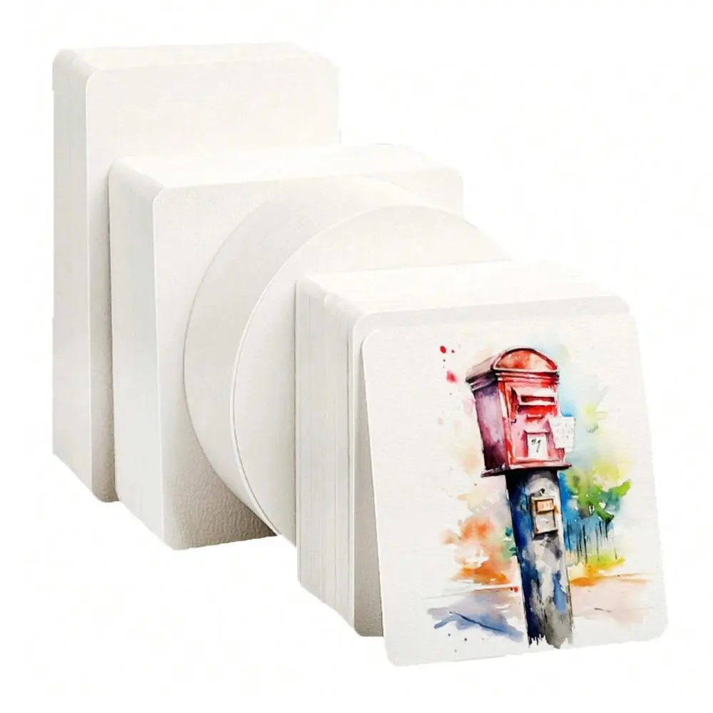 50 square/circular watercolor paper, 300g professional watercolor paper painting postcards, school supplies invitation letter, School Study Supplies, Stationery Office Supplies, Art Materials