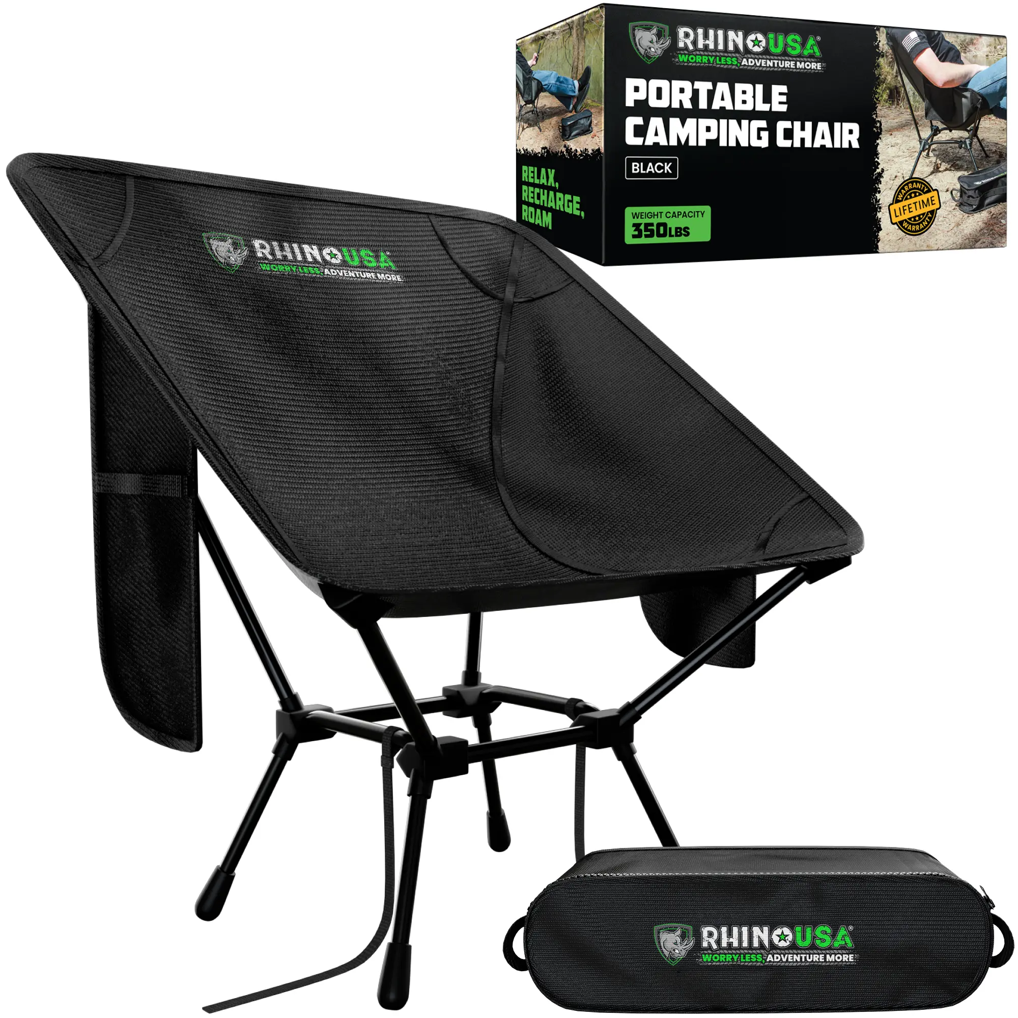 Rhino USA Portable Camping Chair (400lbs Capacity) - Collapsible Compact Lightweight Camp Chair Rhino USA Portable Camping Chair (400lbs Capacity) - Collapsible Compact Lightweight Camp Chair