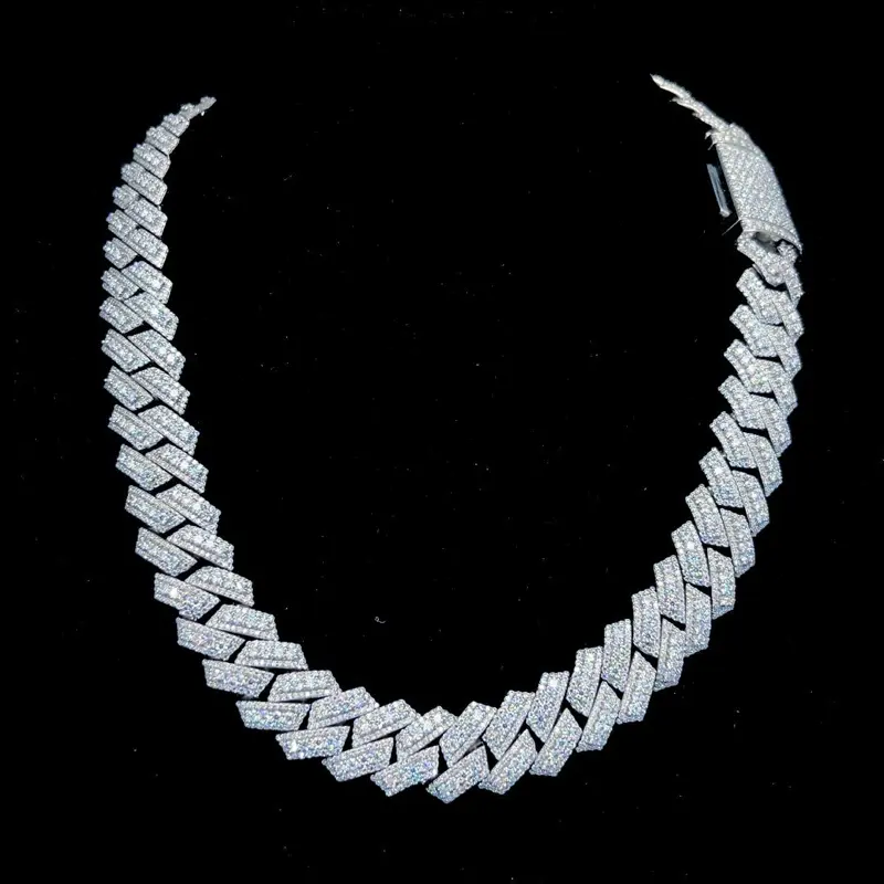 16mm 20" Iced Out Cuban Link Necklace - Sleek Design and Length Specifications Provided