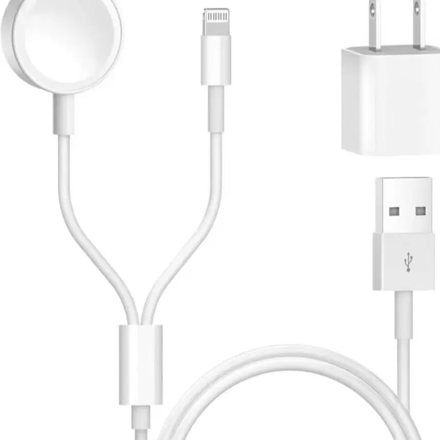 Apple Certified 2 in 1 iPhone and Watch Charger 6.6 FT Magnetic iWatch Charging Cable with USB Wall Charger Travel Plug Charger for Apple Watch Series Cellphone Smartphone Electronic