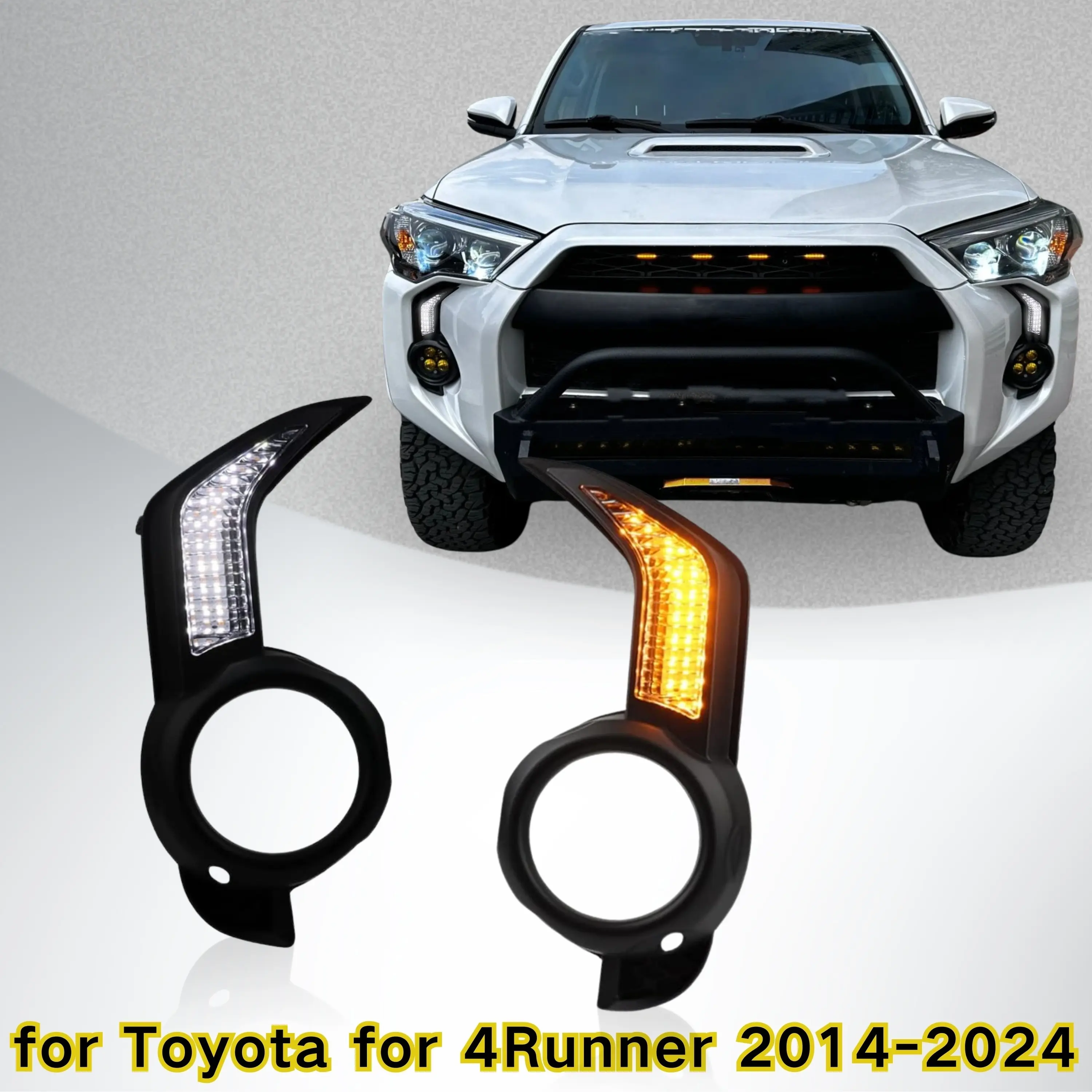 2-Piece Front Bumper Light Covers for Toyota 4Runner 2014 & Newer, Perfect Replacement Parts, Vehicle Accessories, 2 Pieces