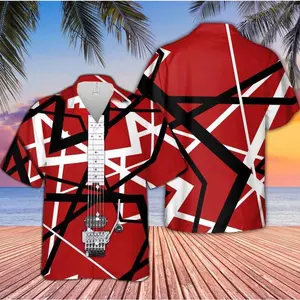 Van Halen Gift For Fan EVH Memorials Eddie Van Halen Red Guitar Hawaii Shirt For Men SG