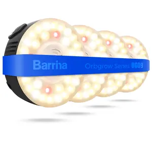 Barrina Orbgrow OG09 Puck LED Grow Light with 660nm Red LEDs, 36W(4 x 9W, 540 Watt Equiv), Plant Lights for Indoor Plants Full Spectrum, Magnetic & Linkable, Small Grow lamp, Seeding, 4 Packs, Black