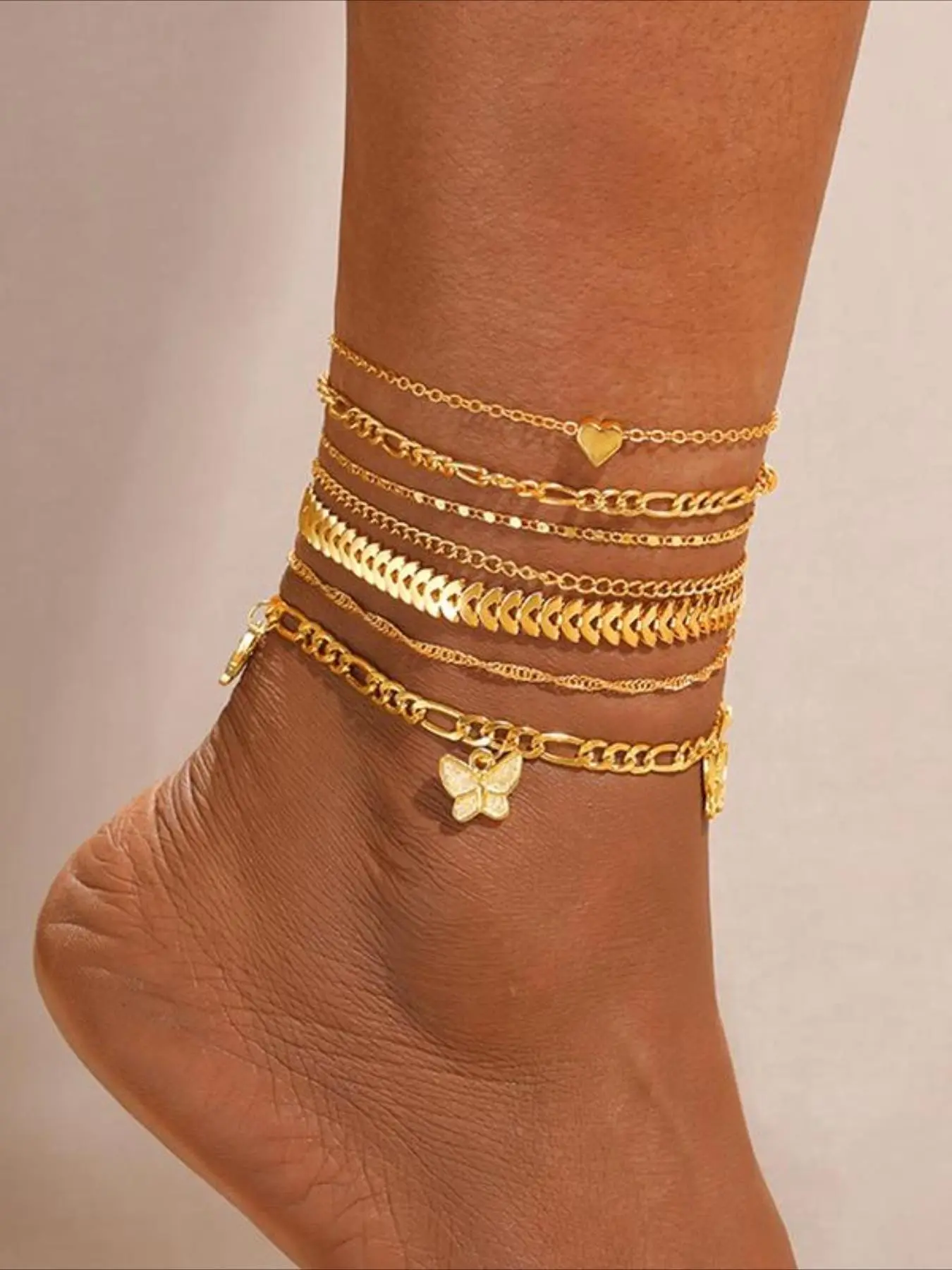 Women's Anklet Set, Adjustable Stainless Steel Cuban Chain Ankle Bracelets, Dainty Layered Anklet, Waterproof Layered Foot Jewelry Gift, Elegant Fashion Accessories, Versatile Accessory, Trendy Fashionable Accessories, Wearable Jewelry