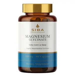 SIBA Magnesium Glycinate | 120 Capsules 500 mg Ultra Pure High Absorption Extra Strength for Muscle Nerve & Bone Health