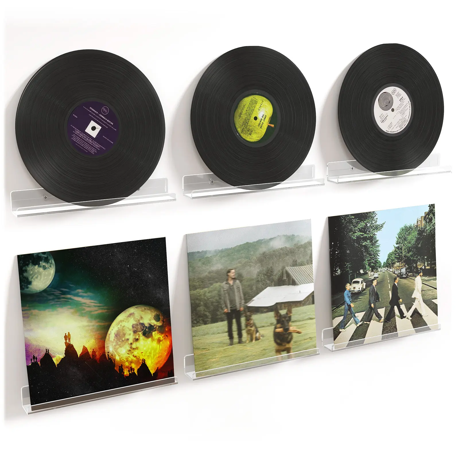 Lifewit Floating Shelves for Vinyl Record, Acrylic Wall Shelf Room Decor for Book/Photo/Picture Storage in Bedroom, Living Room, Bathroom