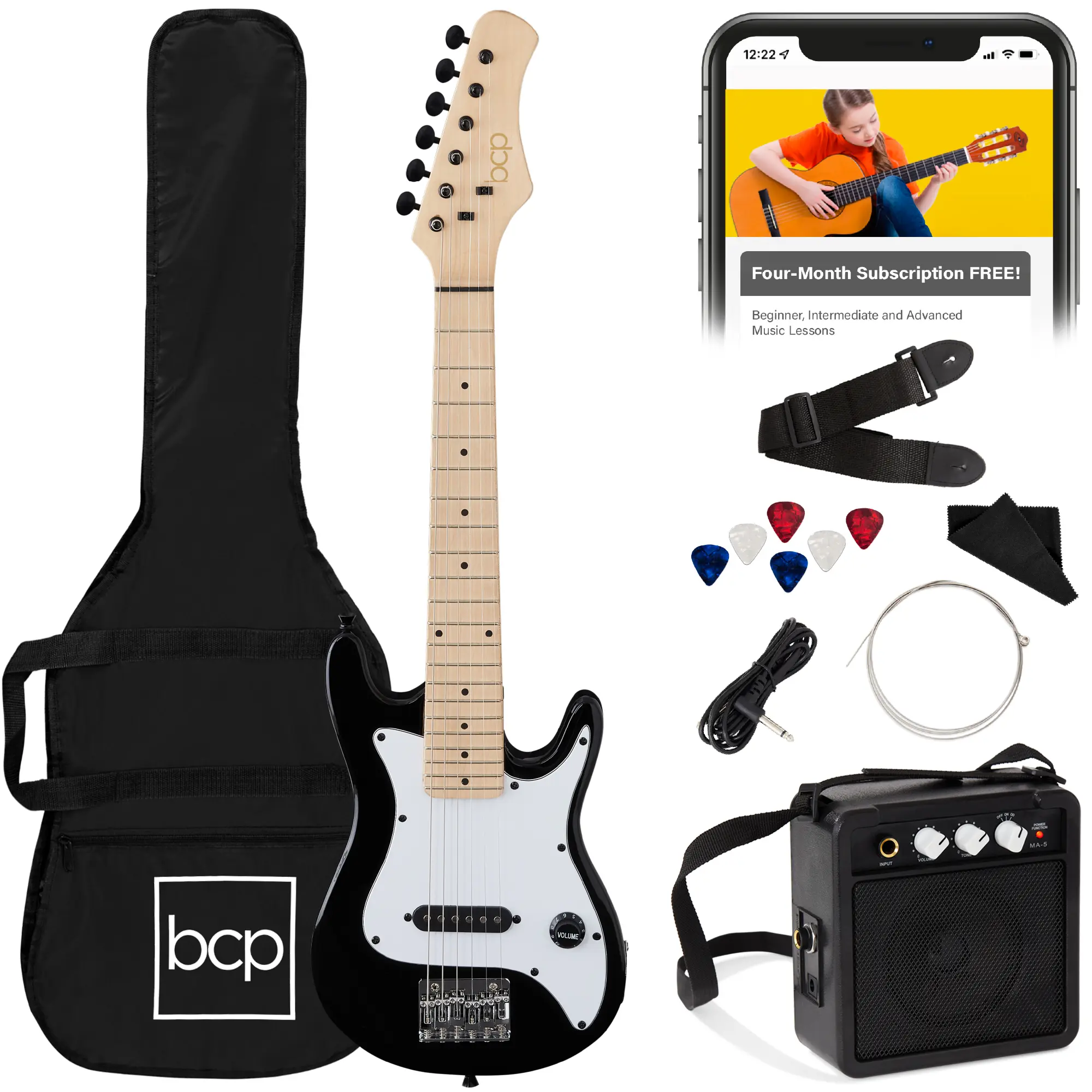 Best Choice Products 30in Kids Electric Guitar Beginner Starter Kit w/ 5W Amplifier, Strap, Case Best Choice Products 30in Kids Electric Guitar Beginner Starter Kit w/ 5W Amplifier, Strap, Case