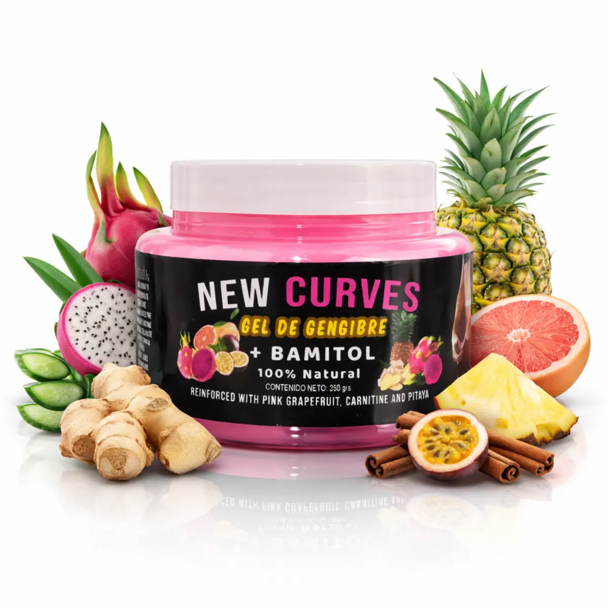 New Viral Curves Ginger Gel +Bamitol 250g – Warming Body Gel with Pitaya, Aloe & Grapefruit | Lightweight, Non-Sticky | Smooth, Radiant-Looking Skin