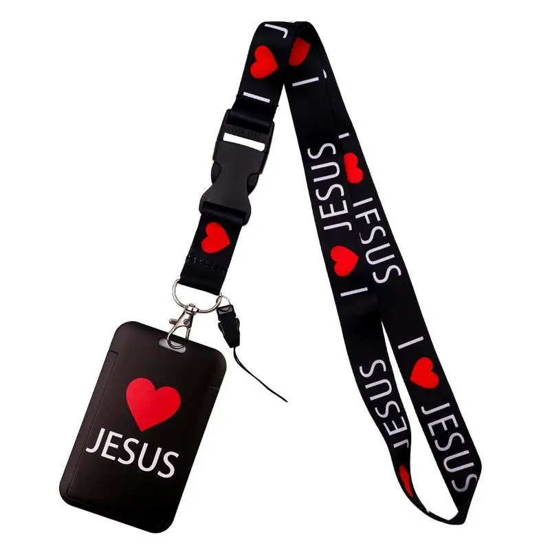 Personalized Faith Symbol Polyester Lanyard - Detachable Quick-Release Buckle, Keyring, Removable Cardholder - Church Gift Fashion Accessory Keychain, Personalized Lanyard, Casual, 17.72" Length, Printed Text, 2.13In X 3.35In, Adults, Lightweight, Commute