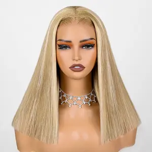[Live]Megalook Hair 5x6 Short Bob BK Glueless Lace Closure Human Hair Wig Pre Cut and Pre Plucked Lace Wig Bone Straight