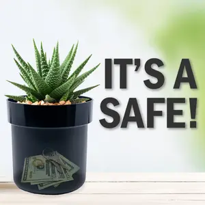 Flipo Flower Pot Diversion Safe - Secret Hidden Safe With Key Lock Box - Weather Resistant Steel Flower Pot With False Bottom And Plastic Top For Hiding Valuables Inside, Plant Not Included