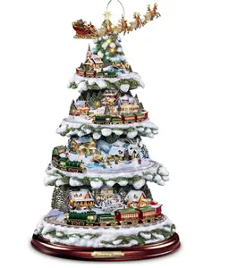 Thomas Kinkade Wonderland Express Animated Tabletop Christmas Tree with Train by The Bradford Exchange