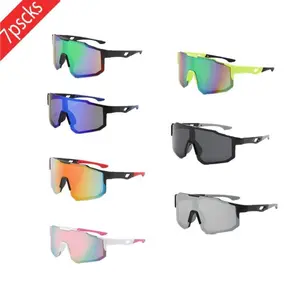 Large Frame Slim Face Sports Sunglasses 7 Pairs Windproof Cycling Outdoor Sun Visor for Women Men