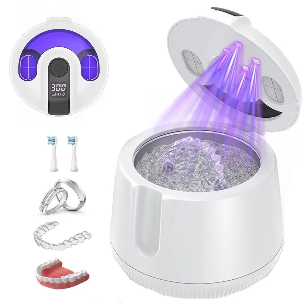 Cordless Ultrasonic Retainer Cleaner Machine with 48kHz Tech, 200ml Capacity, 1-Button Operation, Deep Clean Portable Device for Retainer, Denture, Mouthguard, One Button