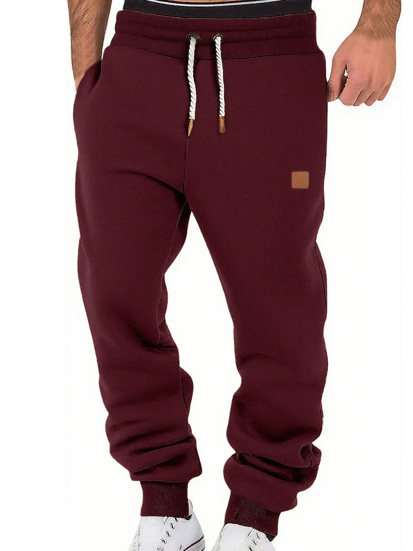Men's solid drawstring pocket lined warm pants, regular version, quality and comfort, casual windproof warm trousers, suitable for outdoor activities, men's pants, men's clothing, Athletic, Knitted Sports Pants, Casual sporty pants