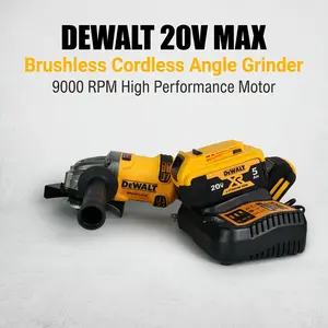DeWalt DCG405 20V Max 125mm Angle Grinder 9000 RPM 800W for Auto Rust Removal and Weld Prep with 9 Angle Guard Side Slide Switch Hex Hole Fastening Compact 310mm Length Battery and Charger Included cut machine
