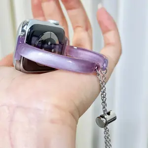 1PC handmade purple cat eye bracelet with armor wearing technique for Apple Watch bands, compatible with Apple Watch 38/40/41/42/44/45/46/49mm, suitable for Apple Watch series Ultra/SE/11/10/9/8/7/6/5/3/2/1