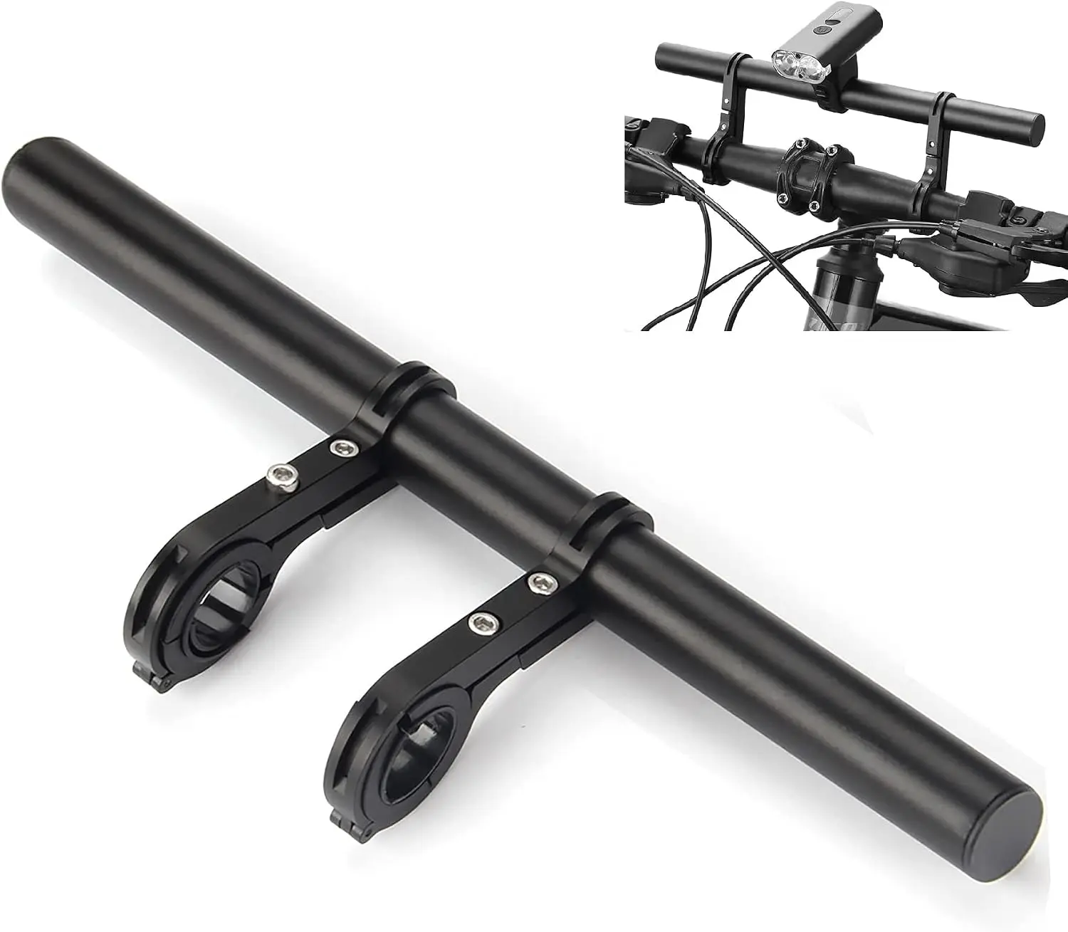 Universal Bike Handlebar Extender Bracket, MTB Bicycle Extension Bar with Headlight Holder Mount, Road Mountain Bike Accessories