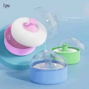 Portable Compact Powder Container, 1 Count Reusable Powder Storage Box with Beauty Powder Puff, Bath Powder Container, Makeup Tool for Women & Girls