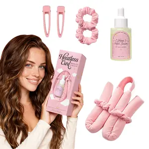 Soft Velvet Heatless Curl Kit with Hair Serum, No Heat Curls for Overnight, Natural Curls, Easy to Use, Hair Care Hair Curling Rods